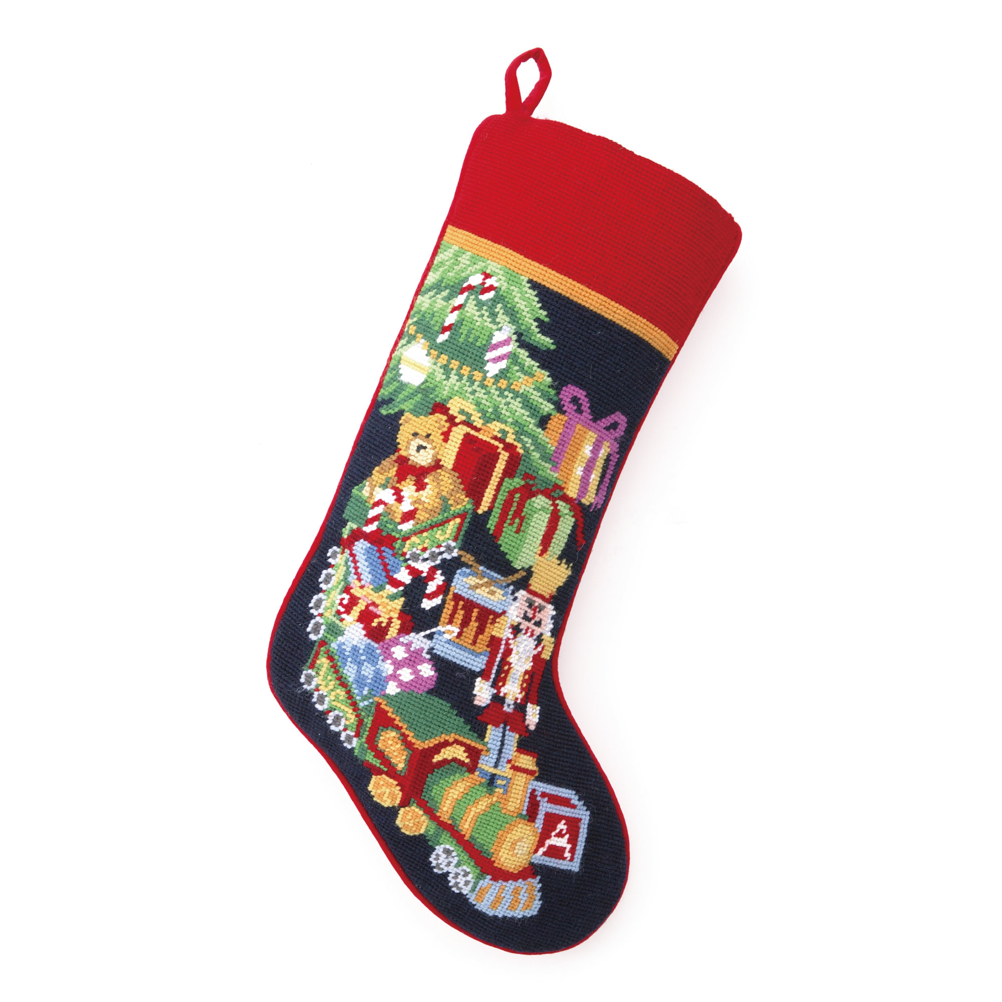Toy+Train+Needlepoint+Stocking